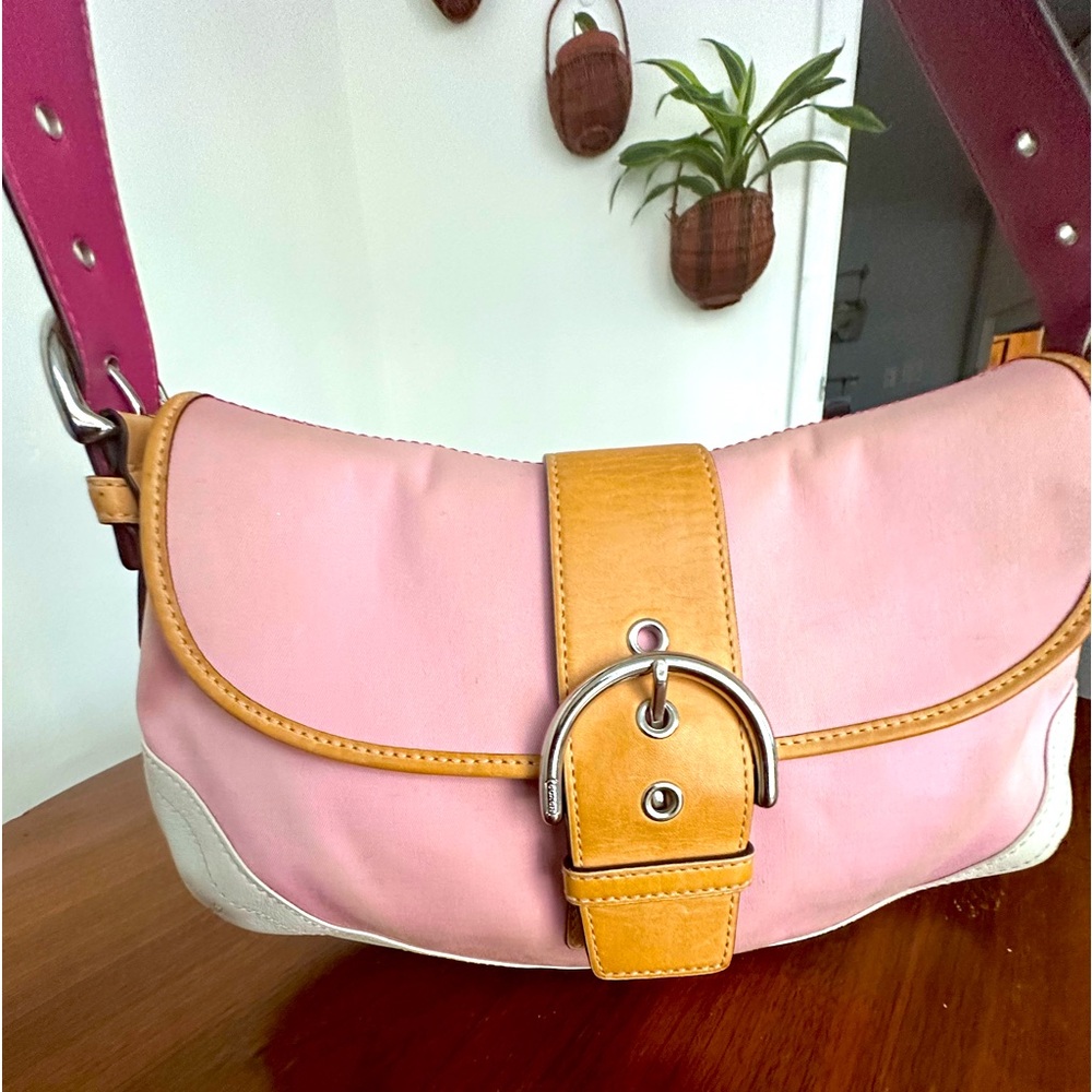 Vintage Y2K Pink Coach SoHo Flap Shoulder Bag